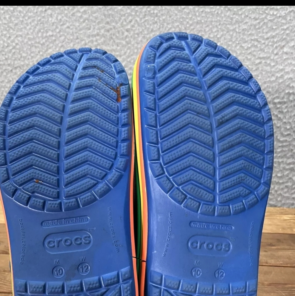 Crocs rainbow blue with rainbow  sole